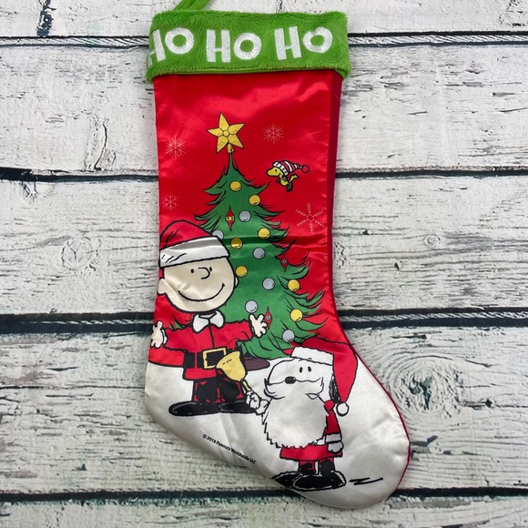 Peanuts Christmas Stocking Charlie Brown Snoopy Holiday Decor 20 Inch - Picture 1 of 6